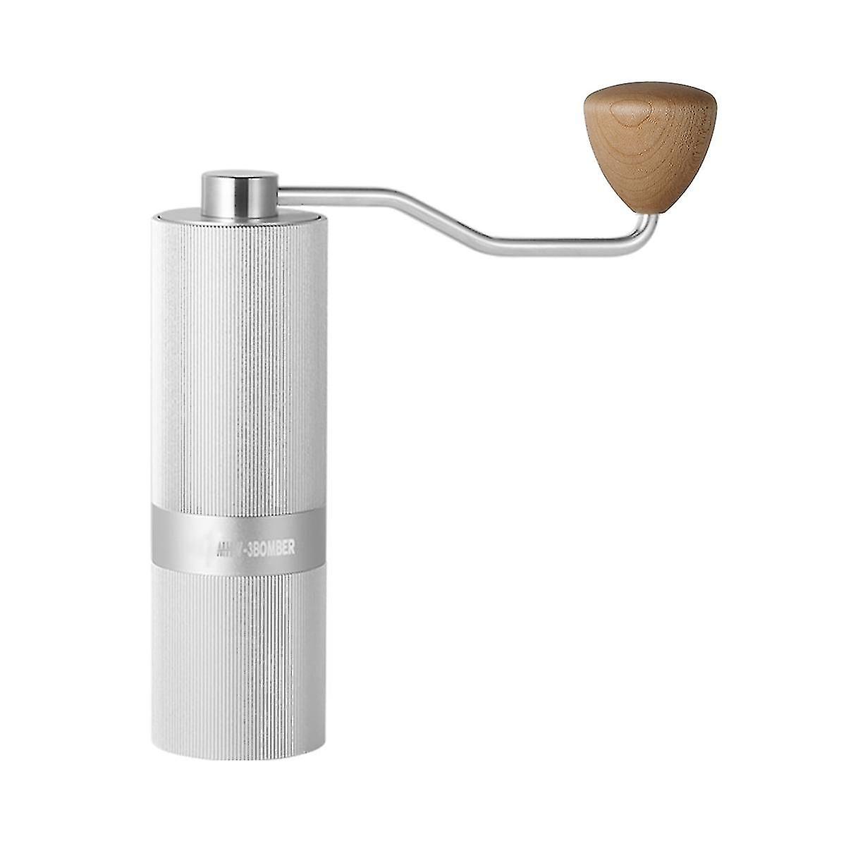 Moulin à café manuel avec machine à expresso réglable à 24 positions en acier inoxydable 420 argent
