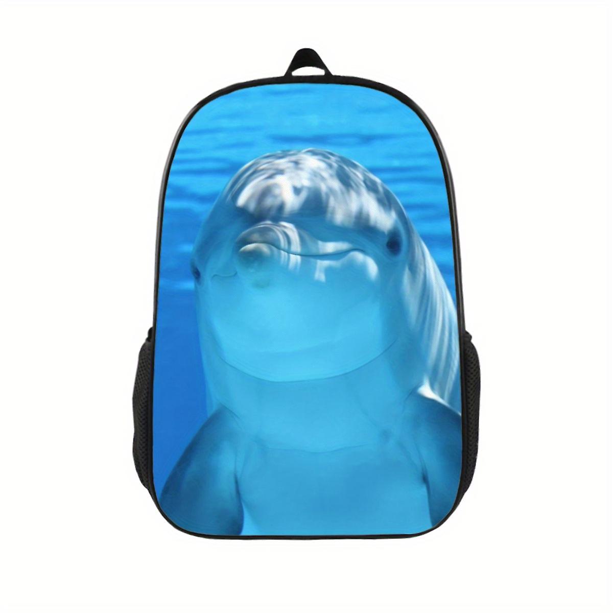 1pc Attractive Dolphin 3d Printing Backpack For School Large Capacity Lightweight Student School Bag Boys And Girls Students Backpack