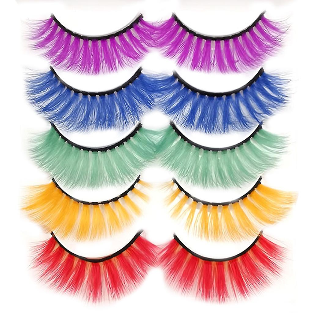 5 Pair Color Eyelashes Thick Handmade Comfortable for Party A