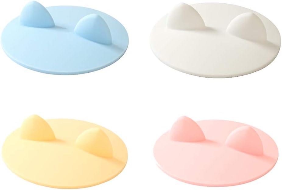 4-pack cute cat ear cup lids, silicone creative dustproof rubber