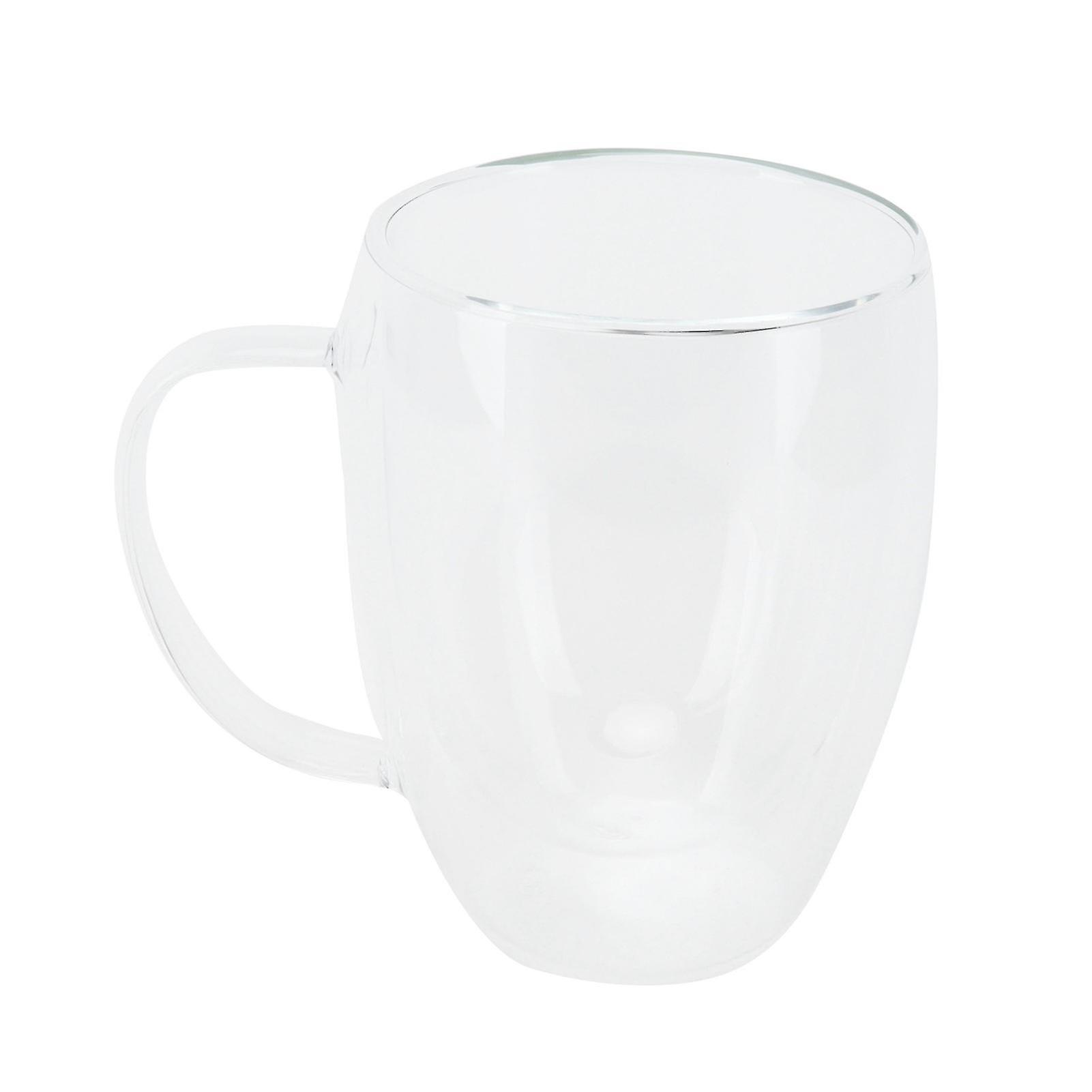 Tasse en verre avec poignée Tasse transparente à double paroi pour boisson à café au lait et au thé résistante à la chaleur350ml