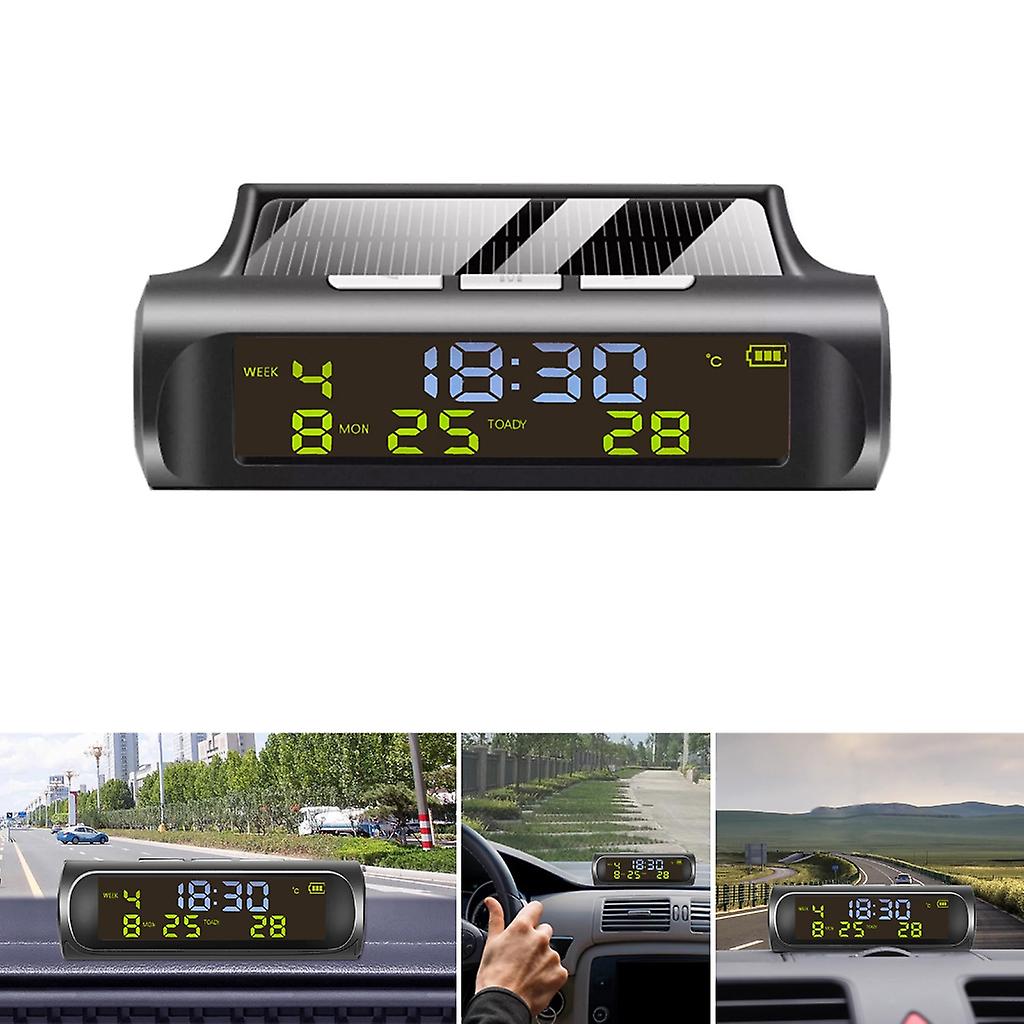 AN01 Look Solar Car Digital Clock With Date In-Car Temperature Display