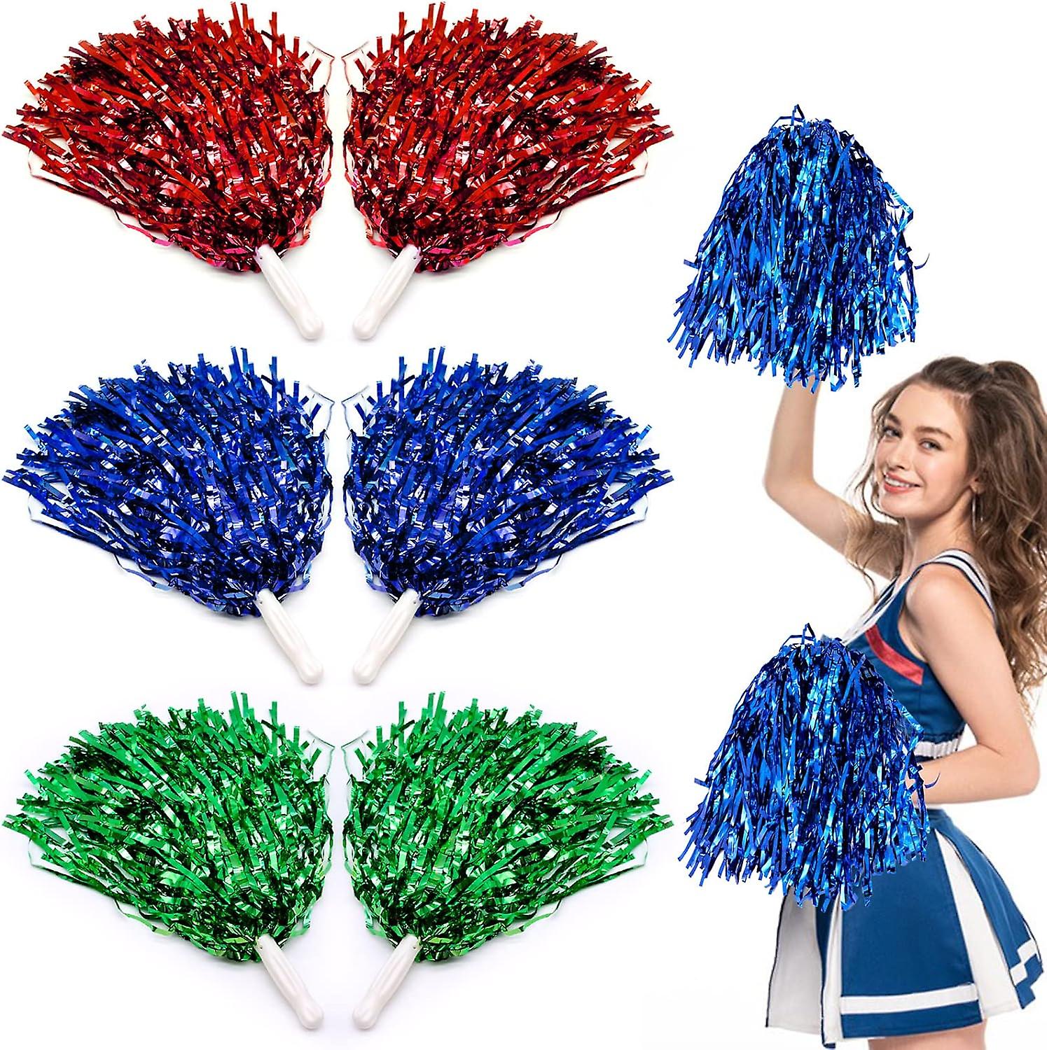 6 Pieces Cheerleading Pompoms Multicolor Colored Cheerleader Pomp