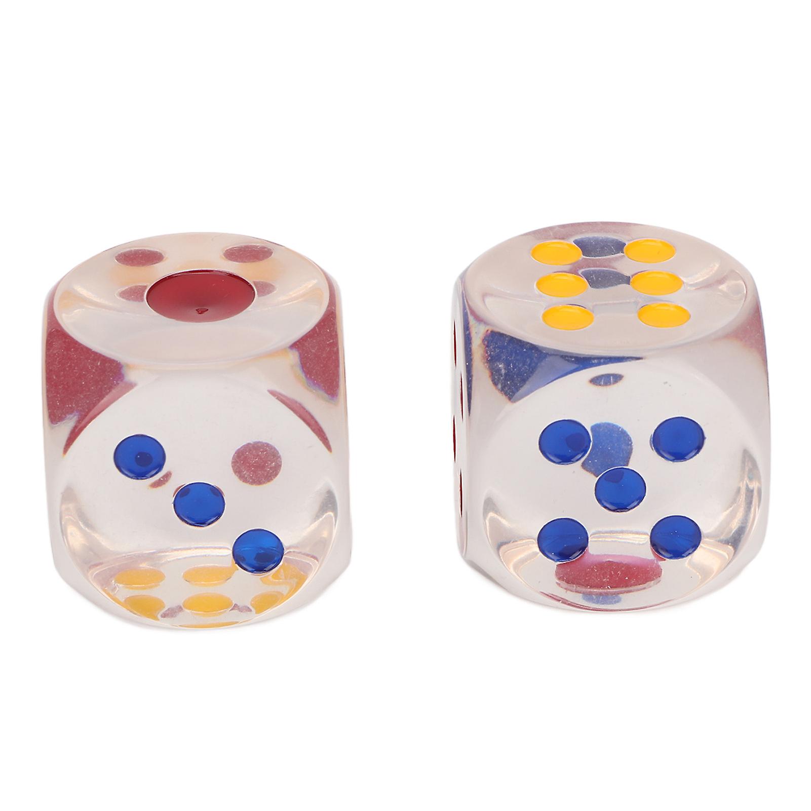 2 Pack Clear Plastic Dice Waterproof Antioxidant 6 Sided Dice for Board Games Education 3.5cm
