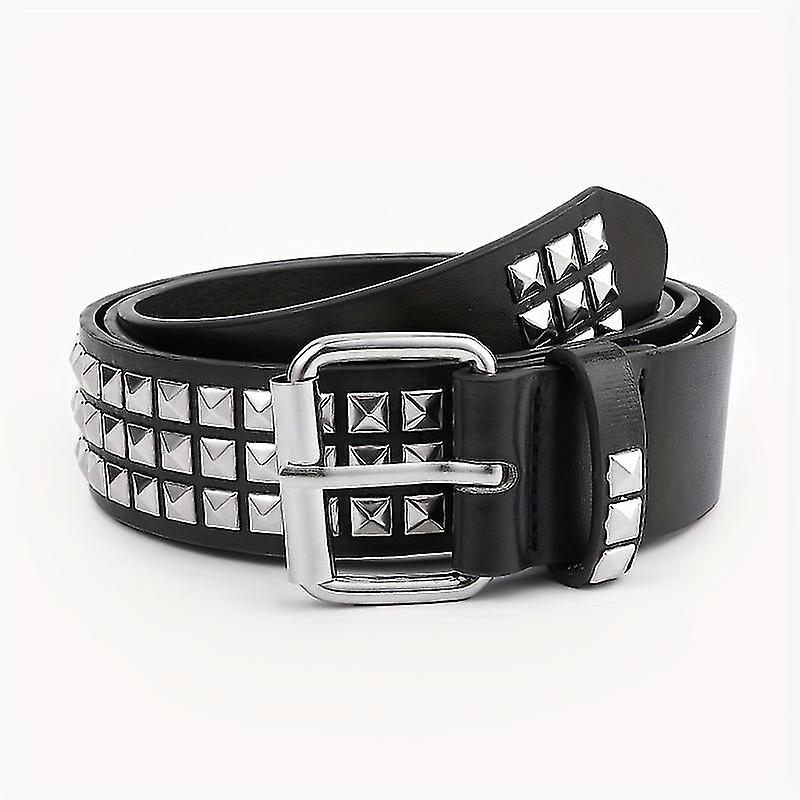 Black Studded Belt With Tower Rivets 105cm