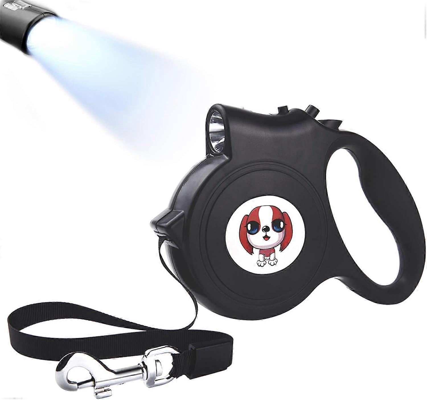 Retractable Leash, Retractable Dog Leash, Retractable Dog Leash with Light, Retractable Dog Leashes 5m Black Size, One Button Stop Block, Re