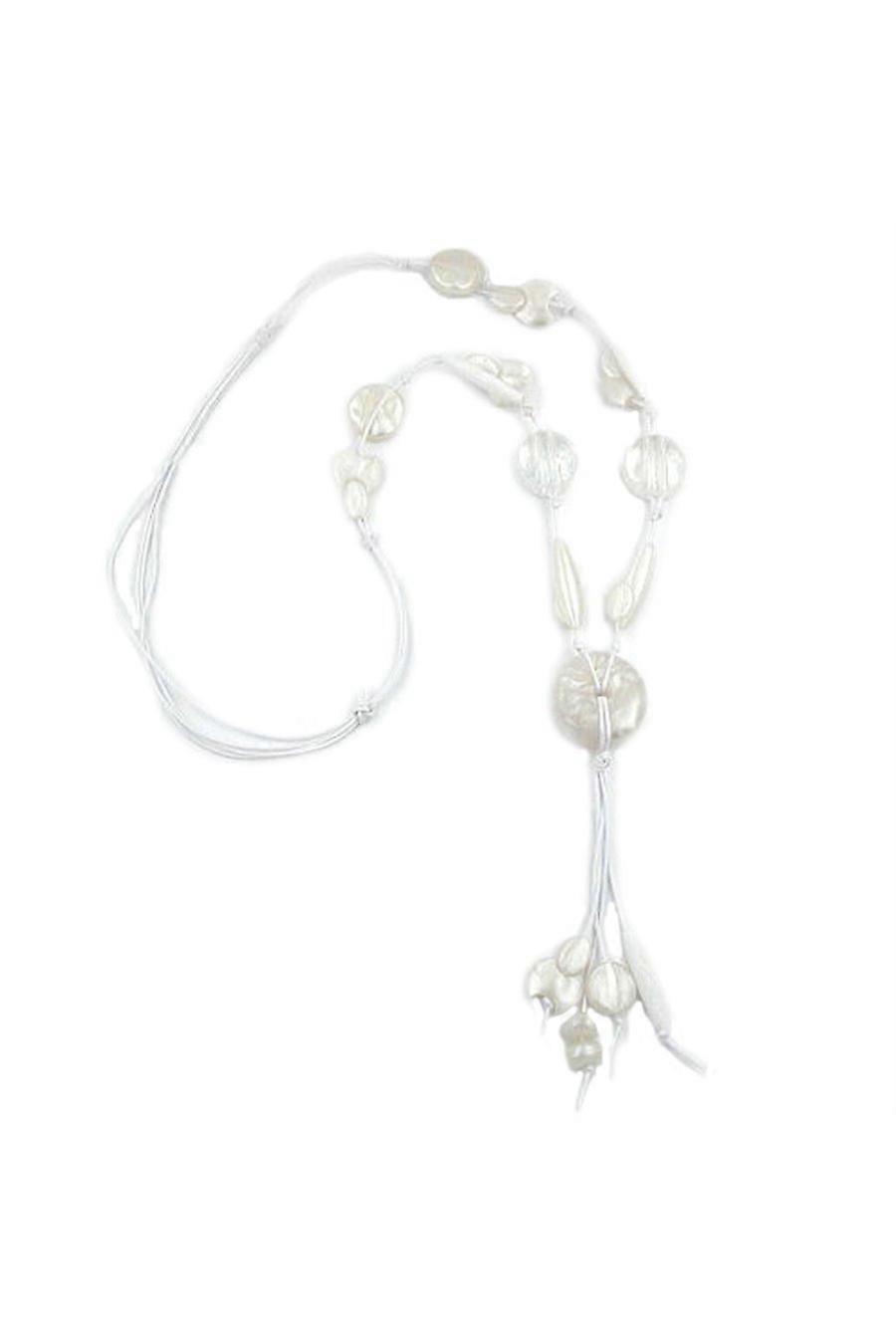 Necklace Disc White Silky-shine 90cm - Gl02466