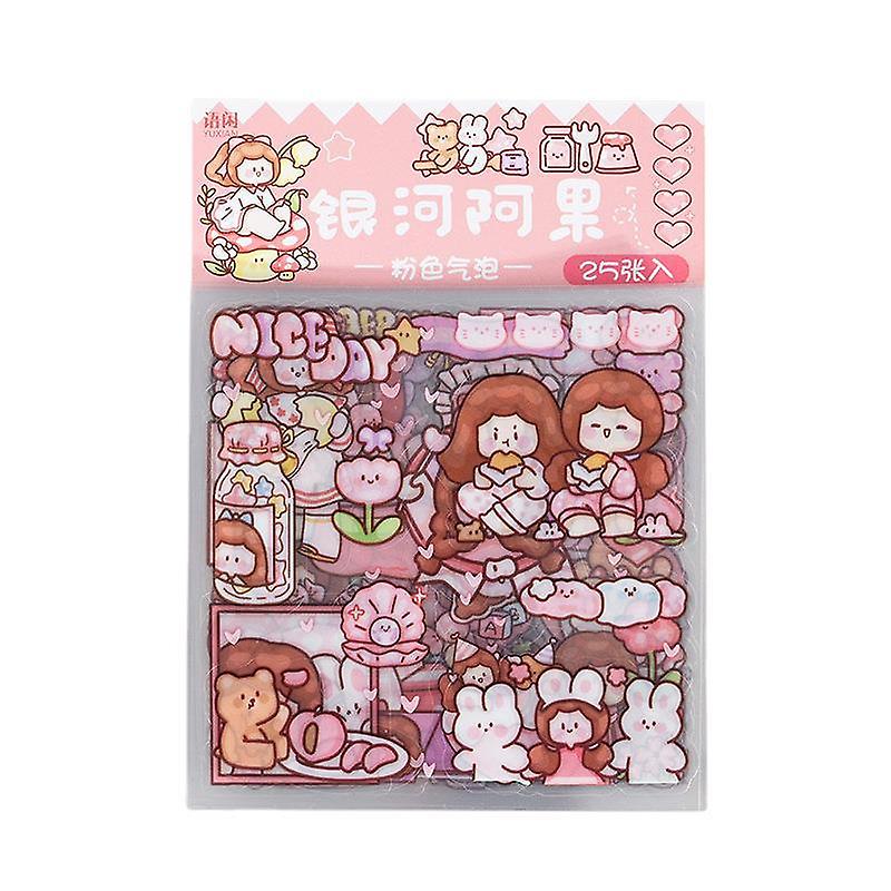 25Pcs Sticker Pack Cute Handbook Journal Pe Hand-painted Material