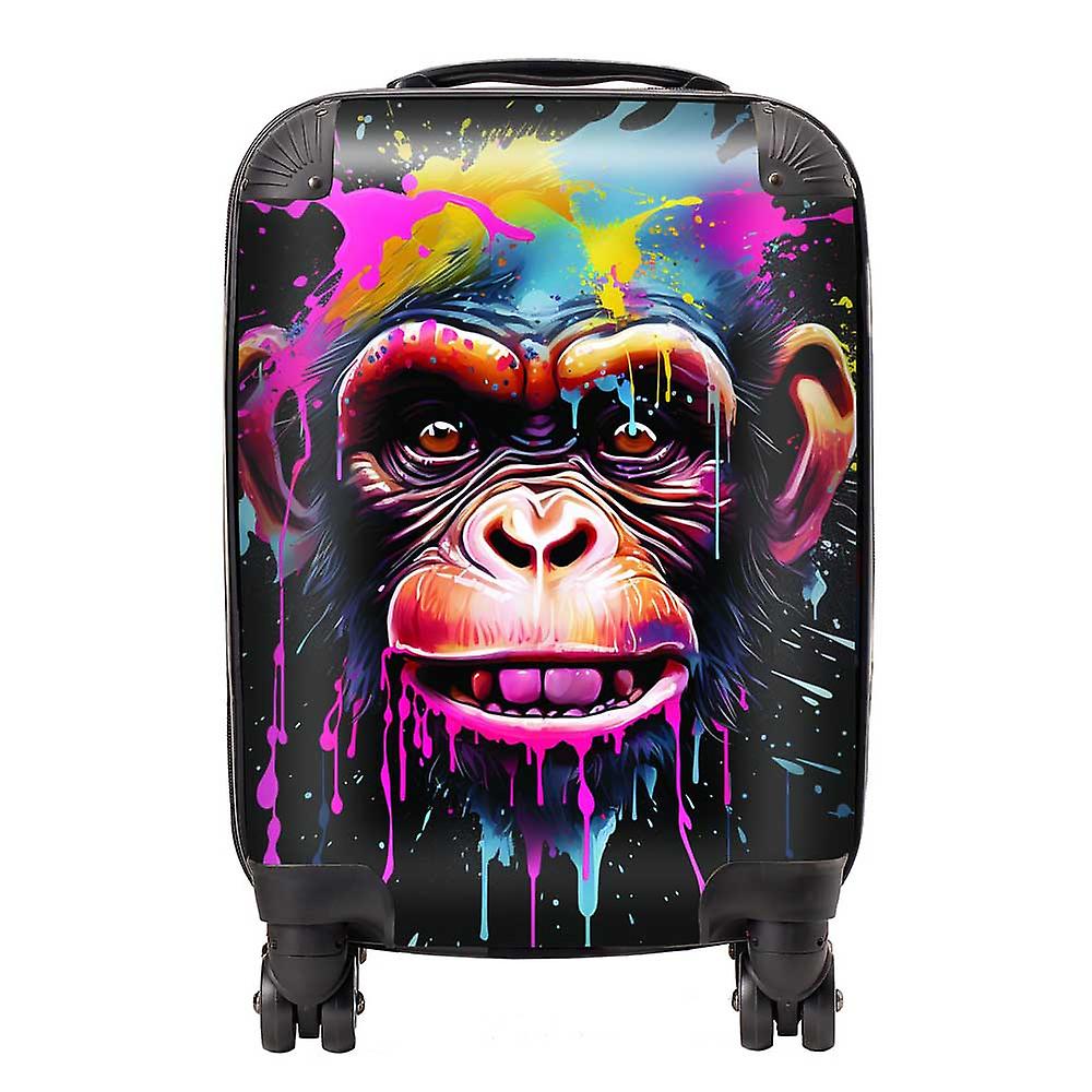 Multi Coloured Monkey Face Splashart Suitcase