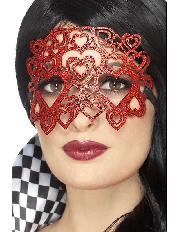 Adult red hearts sequin mask