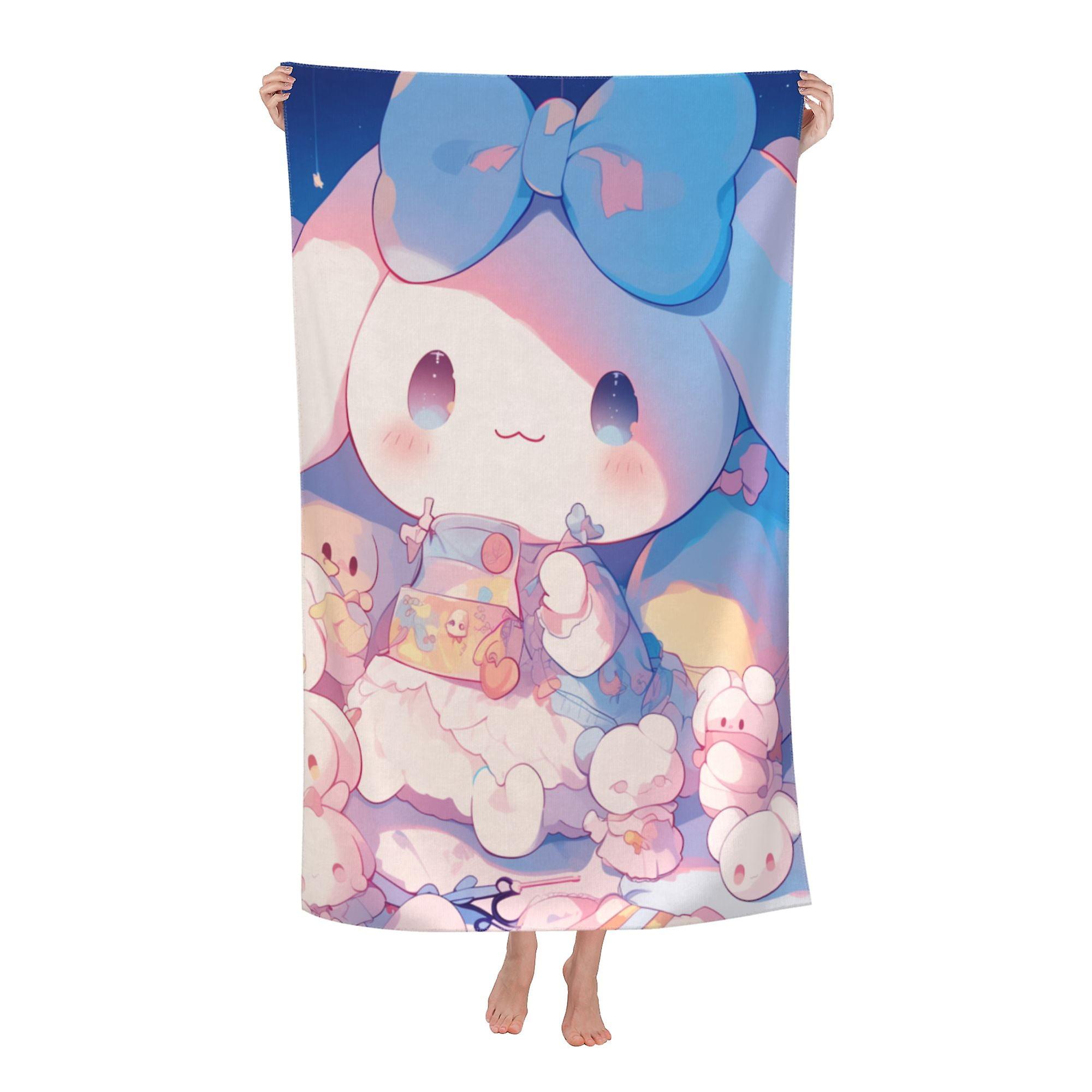 منشفة شاطئ Cinnamoroll لطيفة ، منشفة حمام كبيرة من الألياف الدقيقة ، هدايا إكسسوارات السفر ، منشفة شاطئ جميلة للرجال