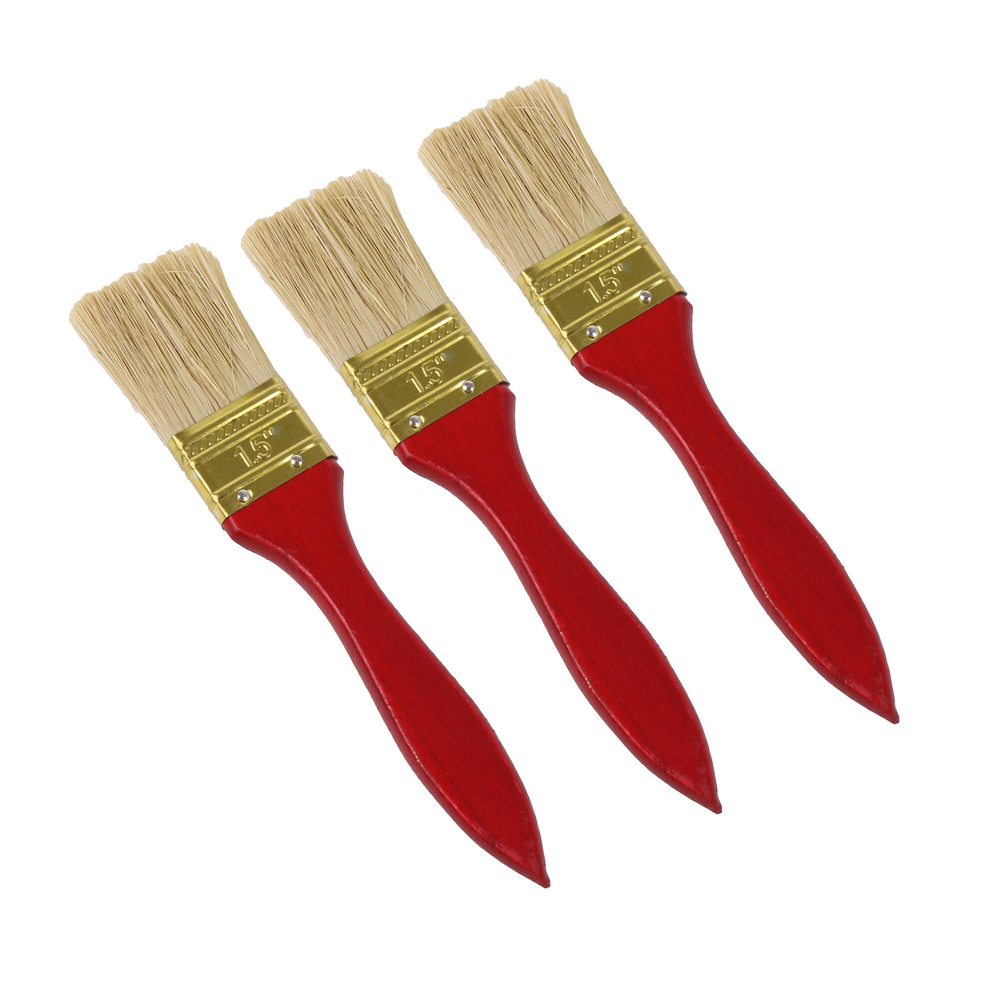 3 Pcs Flat Chip Brush w/ Mahogany Handle for Professional Painter 1.5Inch