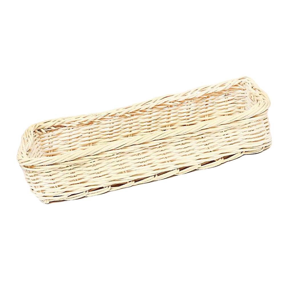 Rattan Fork Tableware Storage Basket Desktop Cosmetic Shelf Box White
