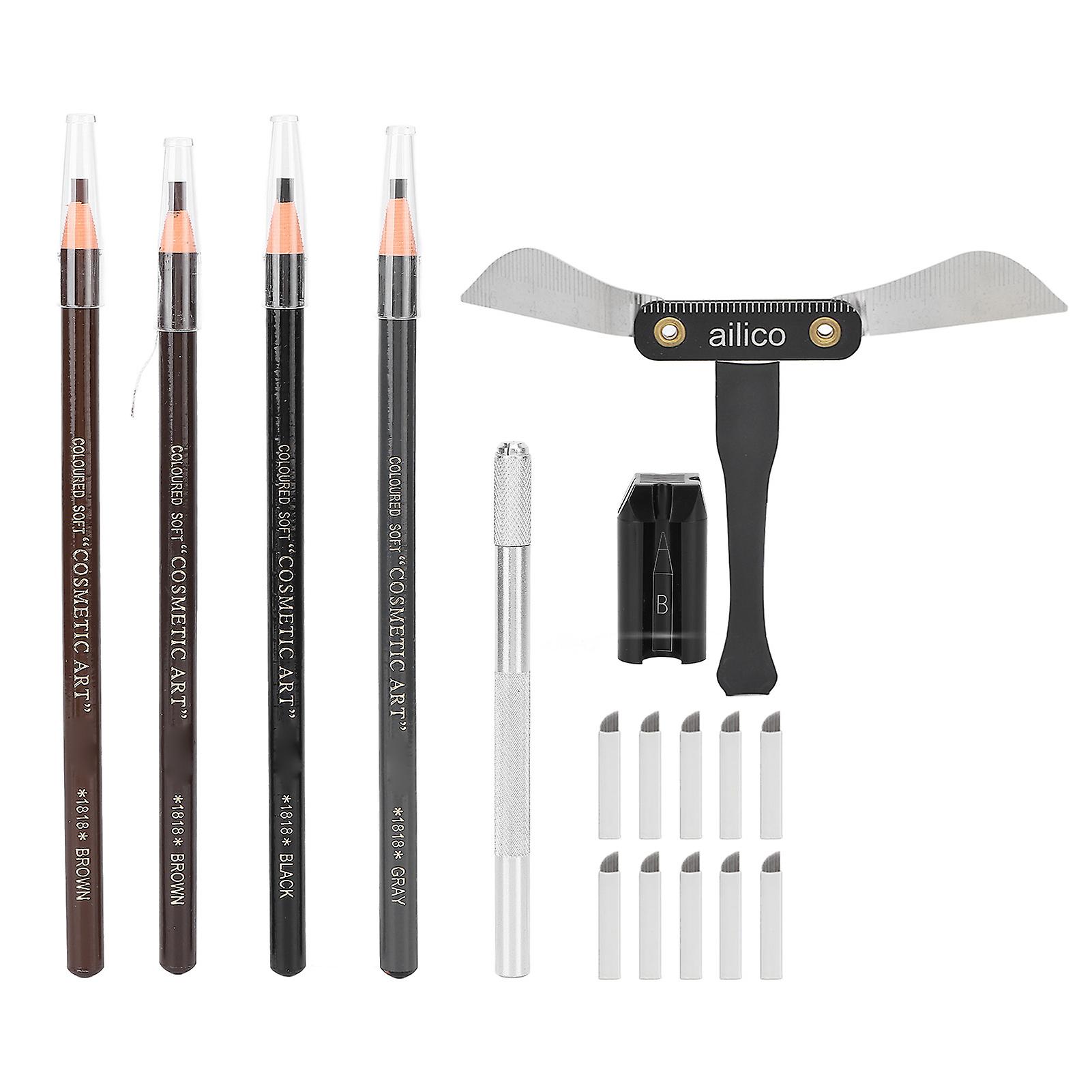 Microblading Eyebrow Kit 4 Eyebrow Pencils Microblading Needles P17 Pen Eyebrow Positioning Ruler