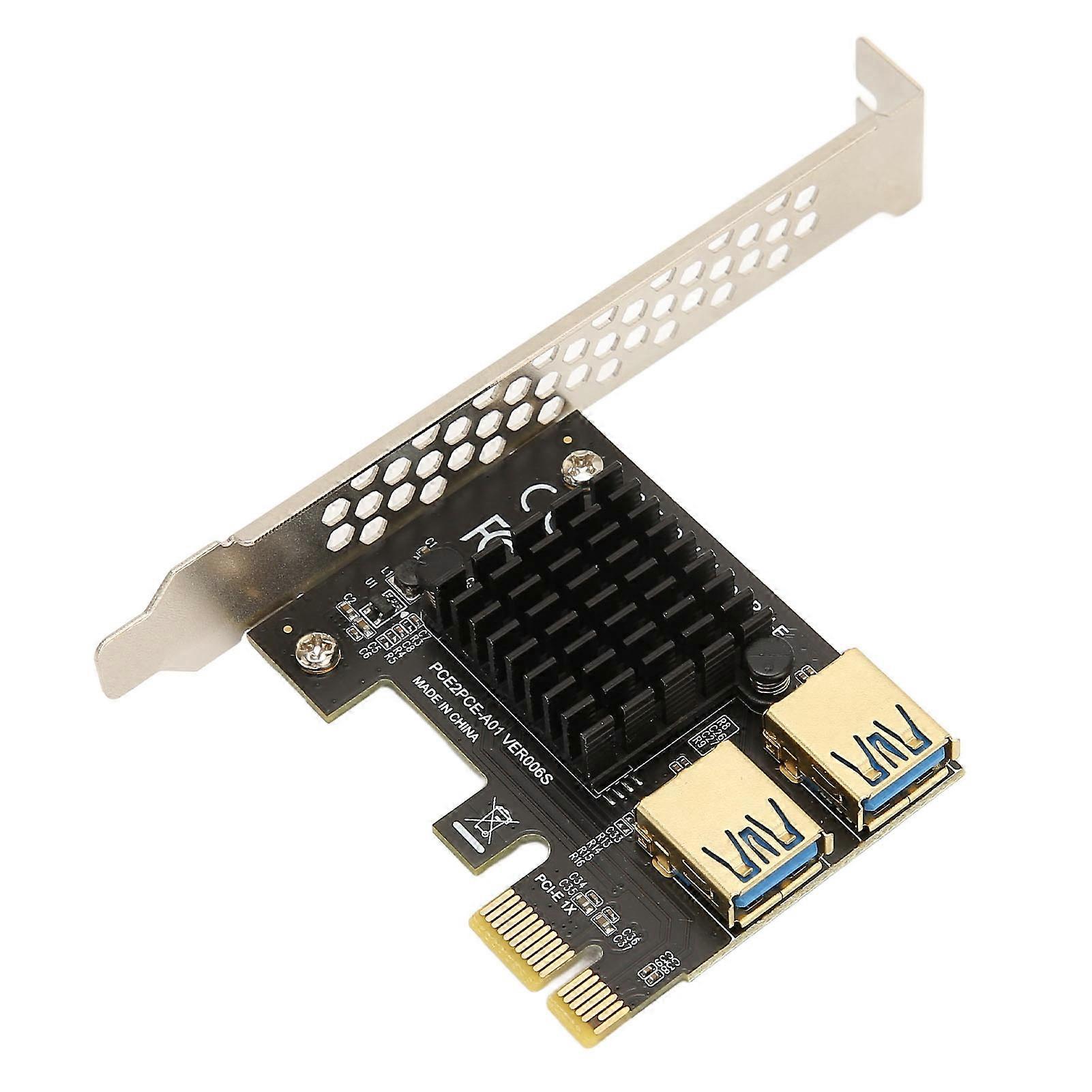PCI E 1 to 2 Riser Card PCI E 1X to 2 External PCI E USB 3.0 Expansion Card for Bitcoin Ethereum Mining Black Board