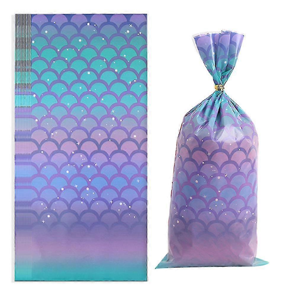 100 قطعة حورية البحر حزب جودي أكياس الحلوى - علاج الحقائب مع تويست ربطات العنق لحفلة عيد ميلاد حورية البحر