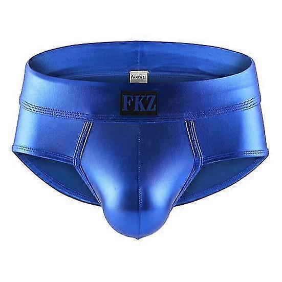 Men Underpants Glossy Faux Leather Low Waist Smooth Anti-septic Reflective Seamless U Convex Elastic Soft Breathable Club Performance Party