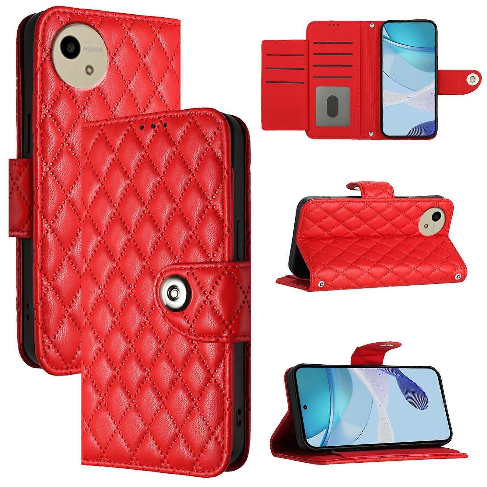 Rhombic Texture Leather Case For Sharp Aquos Wish4 SH-52E