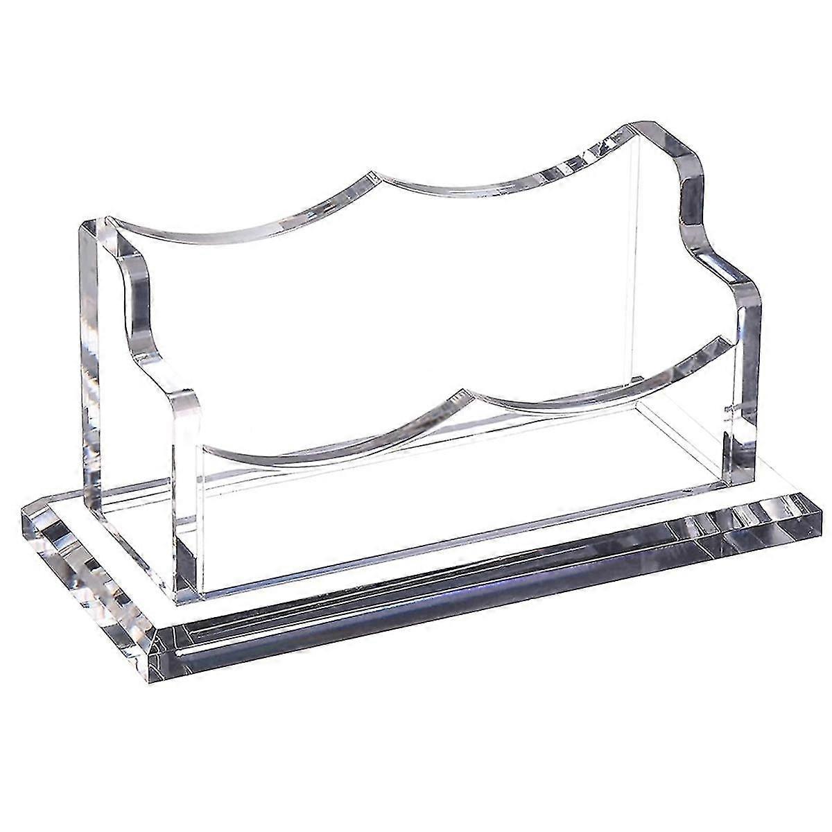Clear Horizontal Business Card Holder Stand For Desk, Acrylic Desktop Display Name Cards Holders Or