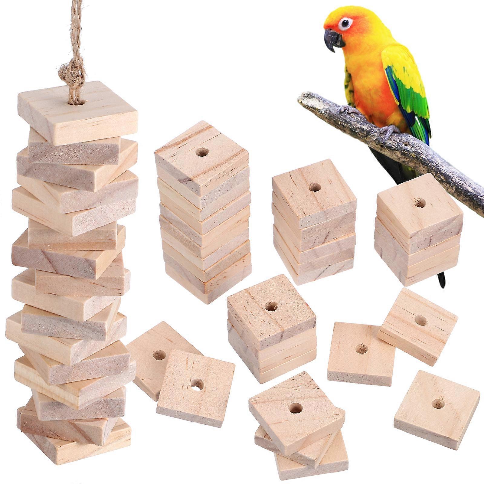 100pcs Parrot Chewing Blocks Wood Chips Diy Craft Wood Blocks Bird Cage Accessories