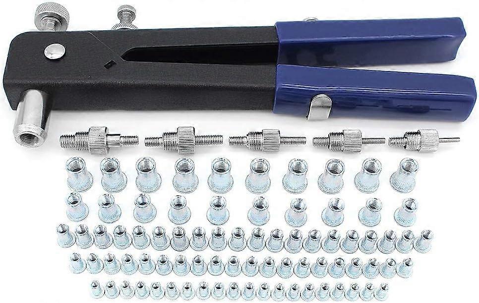 TCGG-Threaded Rivet Nut Kit, 86 Pcs Riveter Plier Nut Kit Riveter Rivet Nutsert Gun Riveter Tool Threaded Insert for M3 M4 M5 M6 M8 Thread