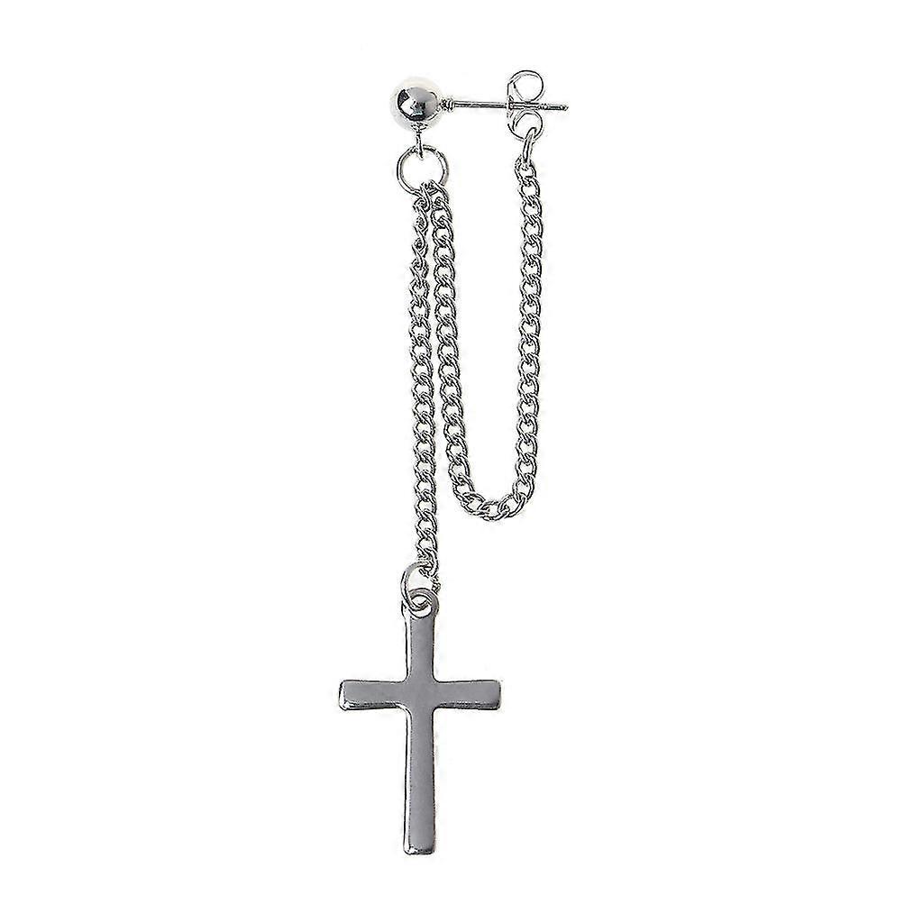 Punk Korean Idols For Cross Leaf Pendant Double Chain Earring For Spring Camping
