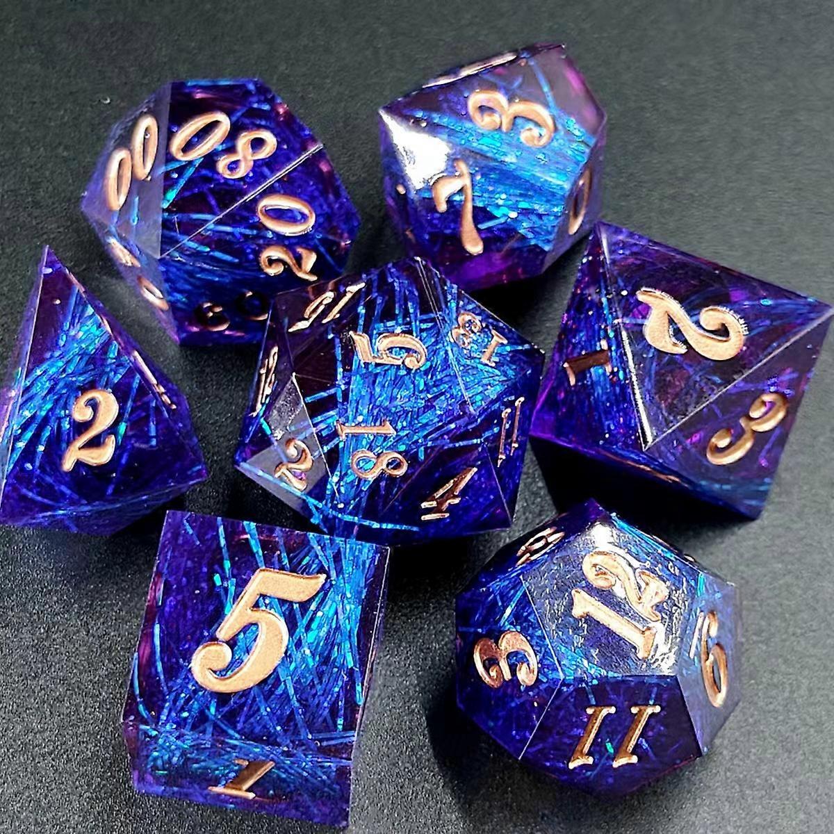 Resin Rpg Dice, Dnd Dice Set For Dungeon And Dragons Game Polyhedral Dice Set For Dice Party Coc Dnd Dices Sharp Edge Dice 7pcs