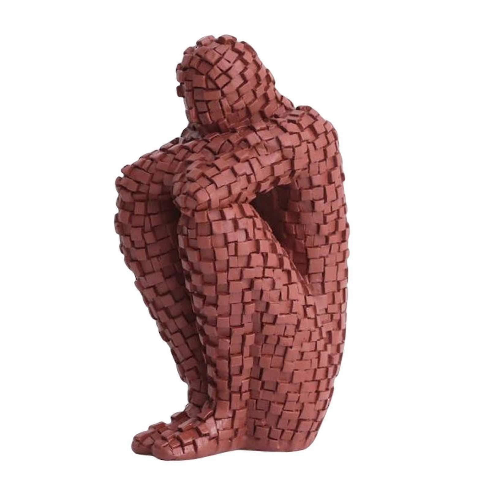 Nordic Thinker Style Abstract Sculpture Bookends Collectible For Decoration Red