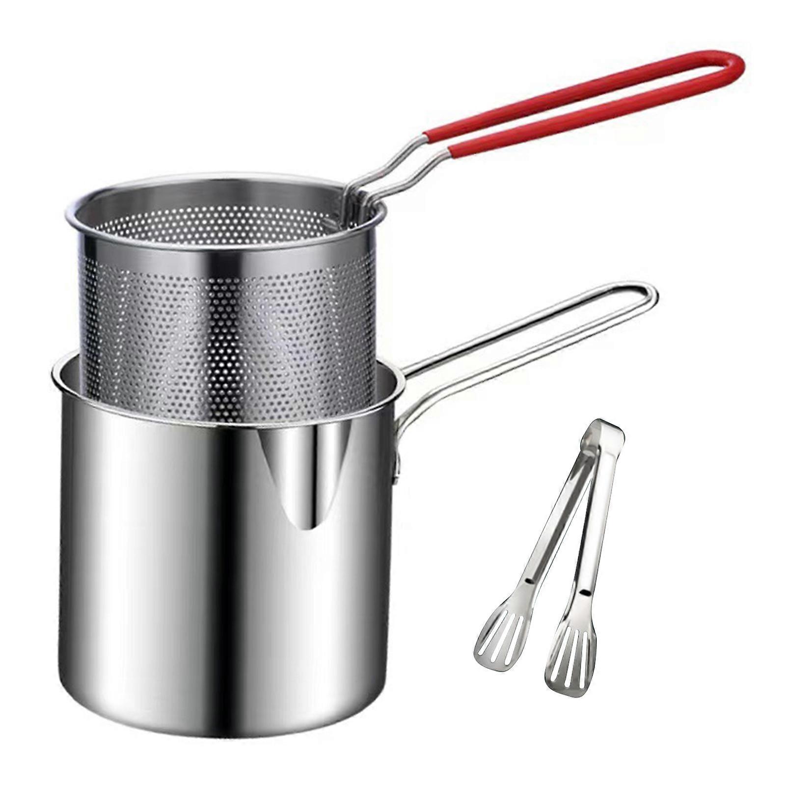 Oil-Saving Deep Fryer Set - Stainless Steel Deep Frying Pot with Strainer Basket, Multifunctional Mini Fryer for Home Kitchen