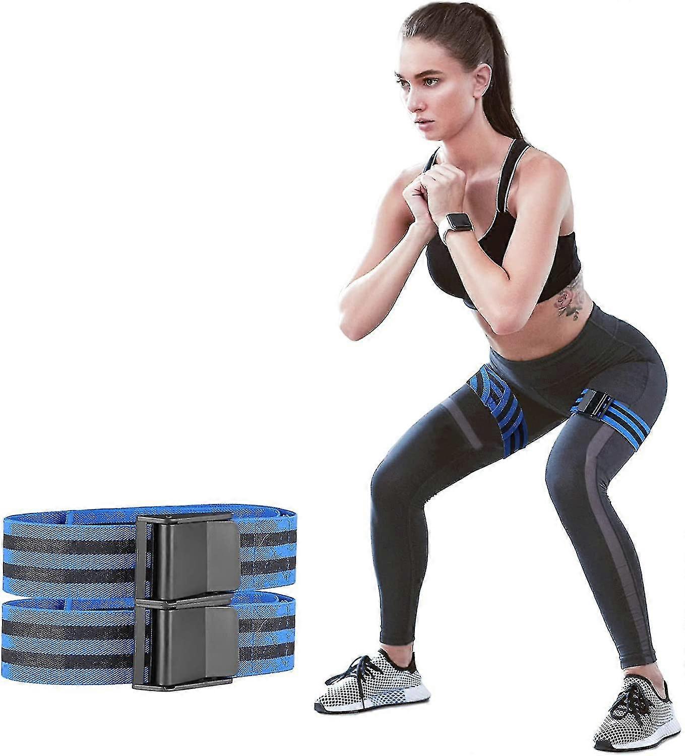 Blood Flow Restriction Band for Women's Glutes and Glutes Workout, Occlusion Training Strap Strap (2 Pieces, Blue)