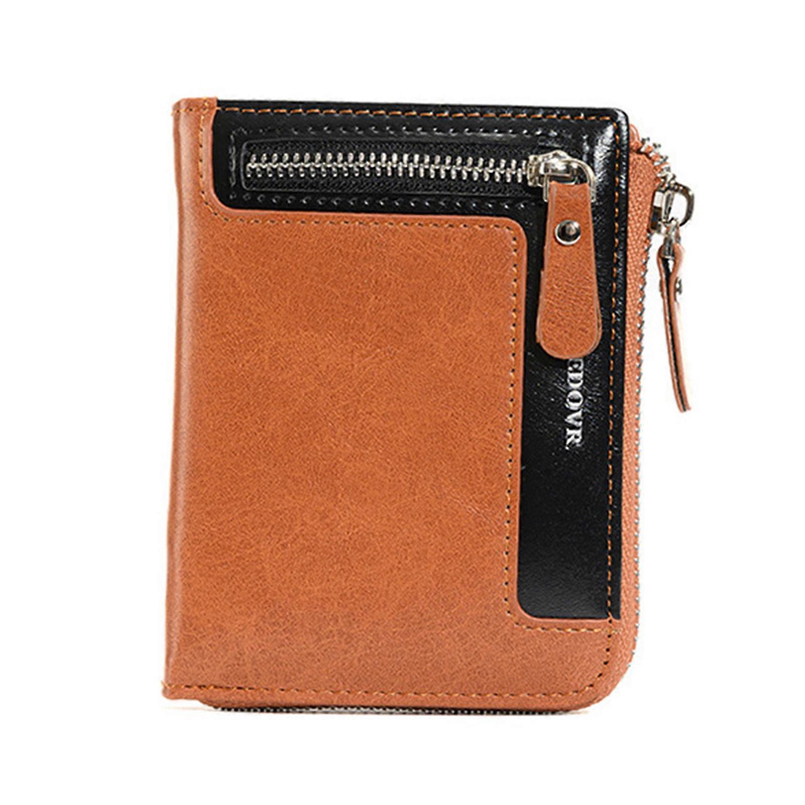 Men's Short Wallet with RF Shielding Blocking Portable Anti-theft Card Holder with Multi-slot