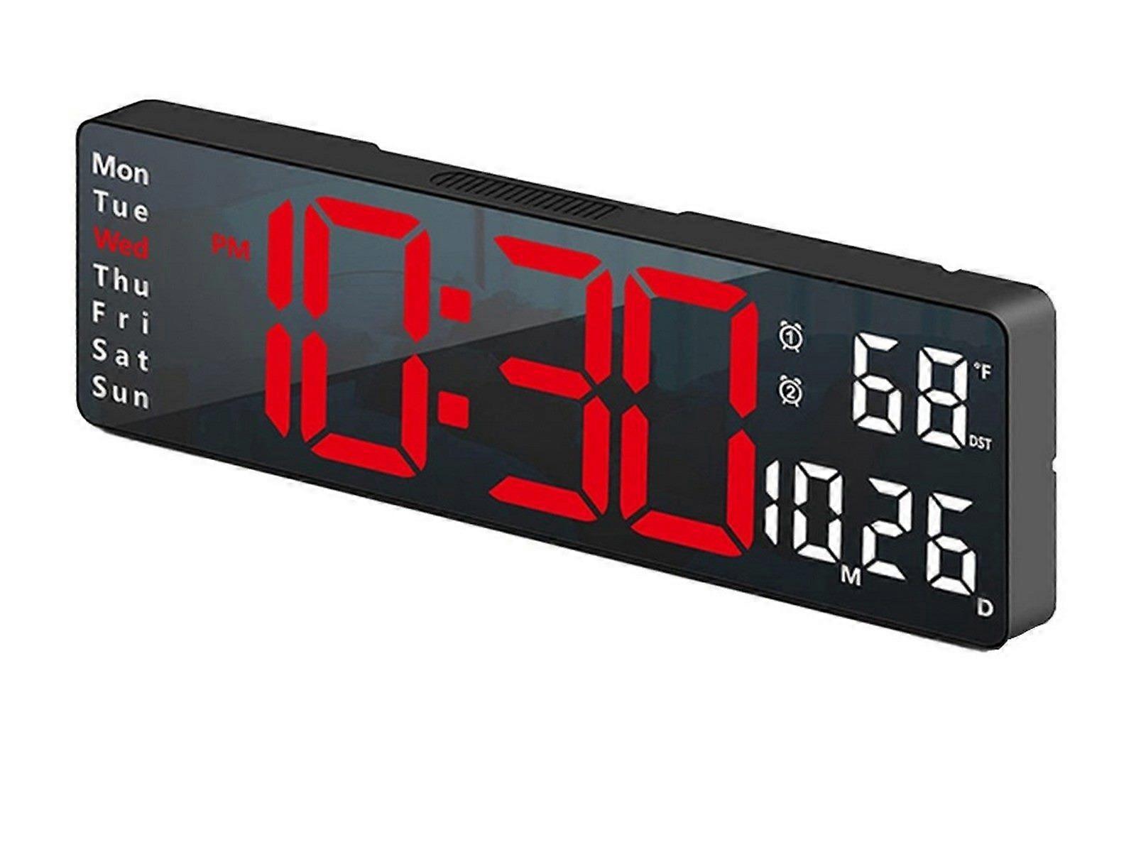 13 Inch Digital Alarm Clock LED Wall Mounted Clock Desktop Clock Red