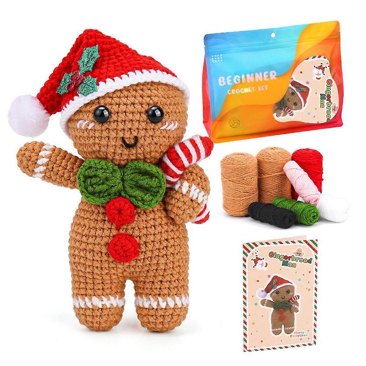 Christmas Decorations Christmas DIY Crochet Kit with Knitting Yarn Needles Plush Gingerbread Man Do