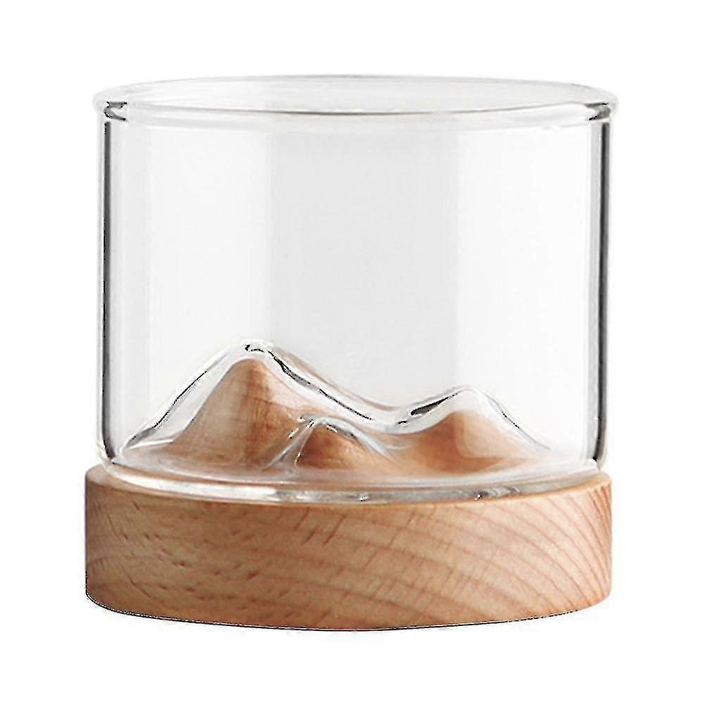 ويسكي زجاج الجبل النبيذ الزجاج أكواب الشاي مع قاع خشبي - Infusin