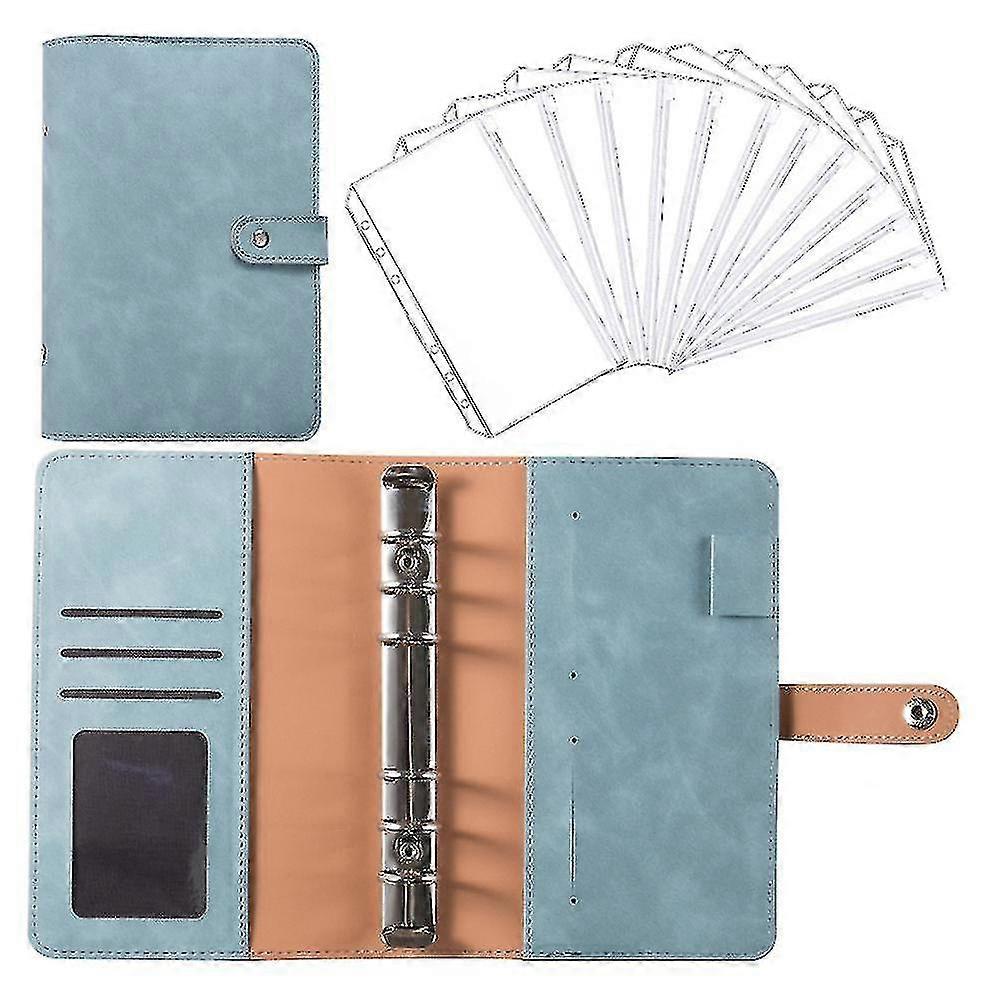 Notebook Binder Budget Planner Binder Cover With 12 Pieces Binder Pocket Personal Cash Budget Envelopes System 6 Hole Binder Folder--retro Cyan
