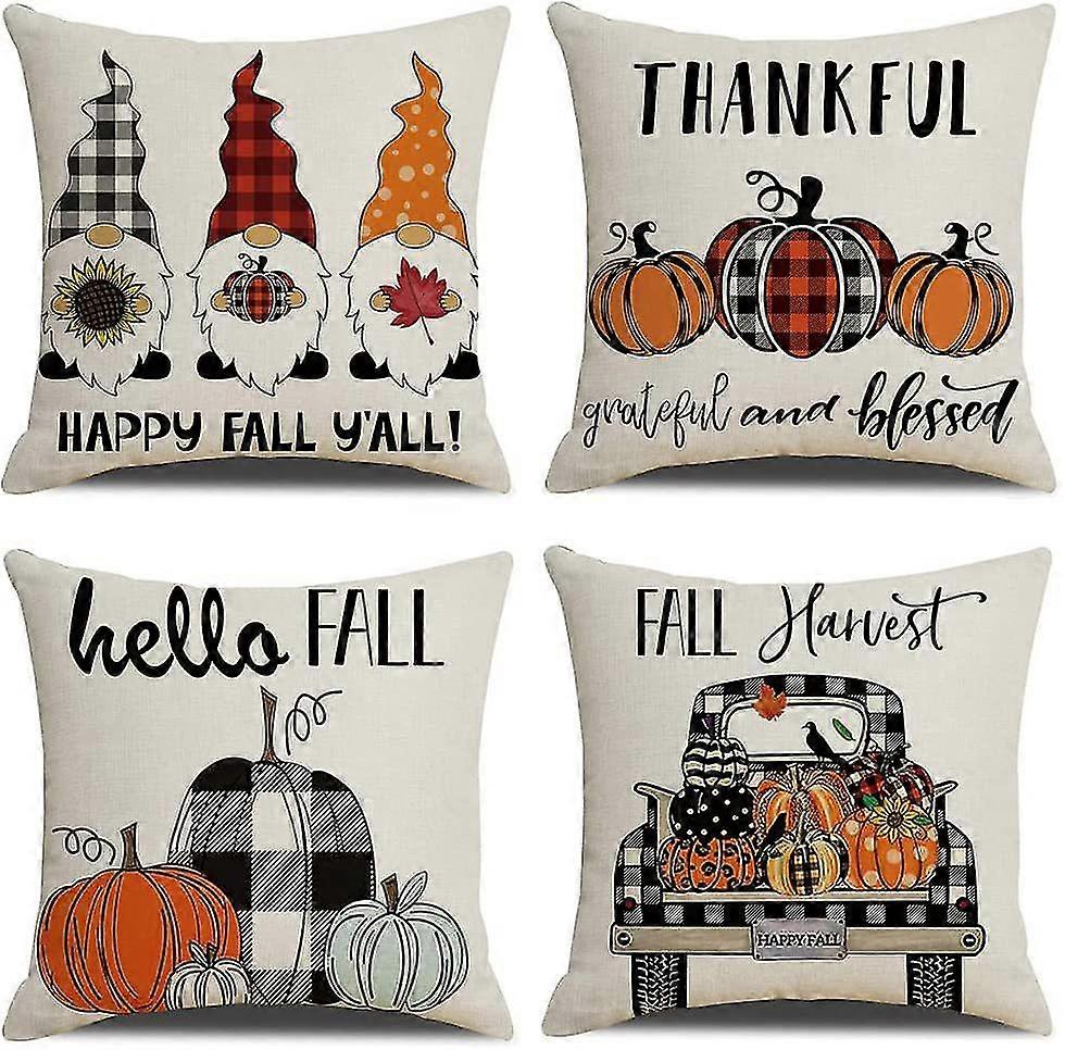 Home Living Room Decorative Sofa Pumpkin Maple Leaf Linen Pillowcase (e Style)