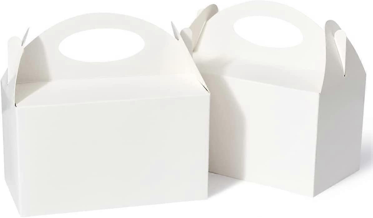 50 Pcs Party Treat Boxes With Acsergery Handle White. 6" Gable Candy Paper Gift Boxes Party Favors B Gift