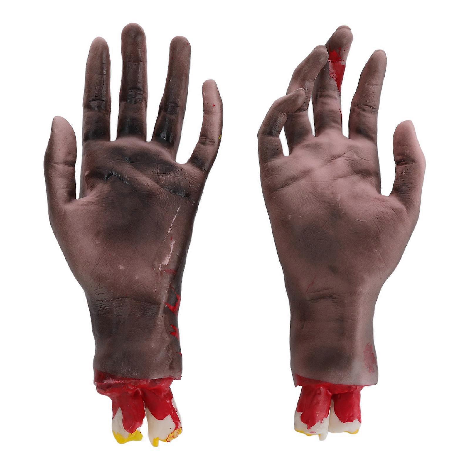 2Pcs Fake Severed Hands Lifelike Exquisite Workmanship Halloween Props Decoration for Cosplay Stage Props Halloween Party