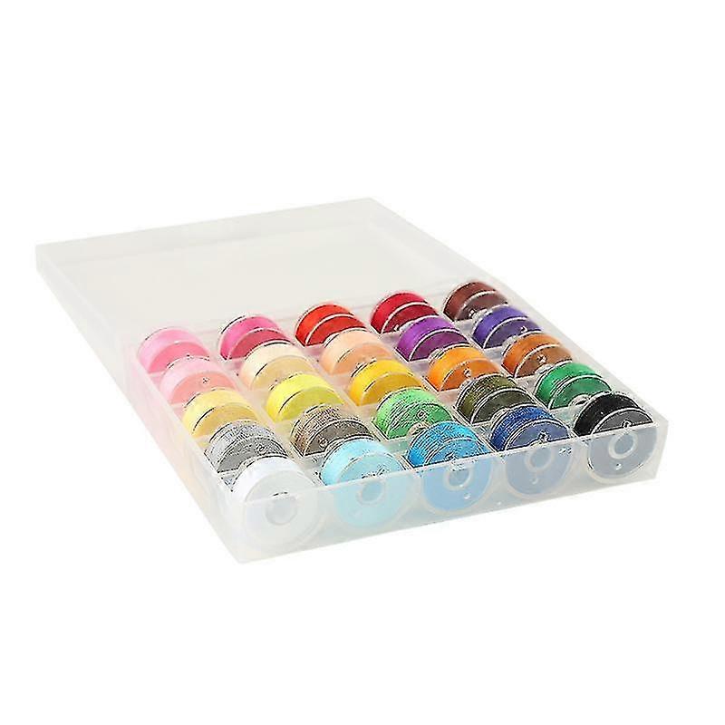 25pcs Multicolor Bobbin Thread Polyester Thread Spools Sewing Machine Bobbins With Storage Box For Embroidery Sewing