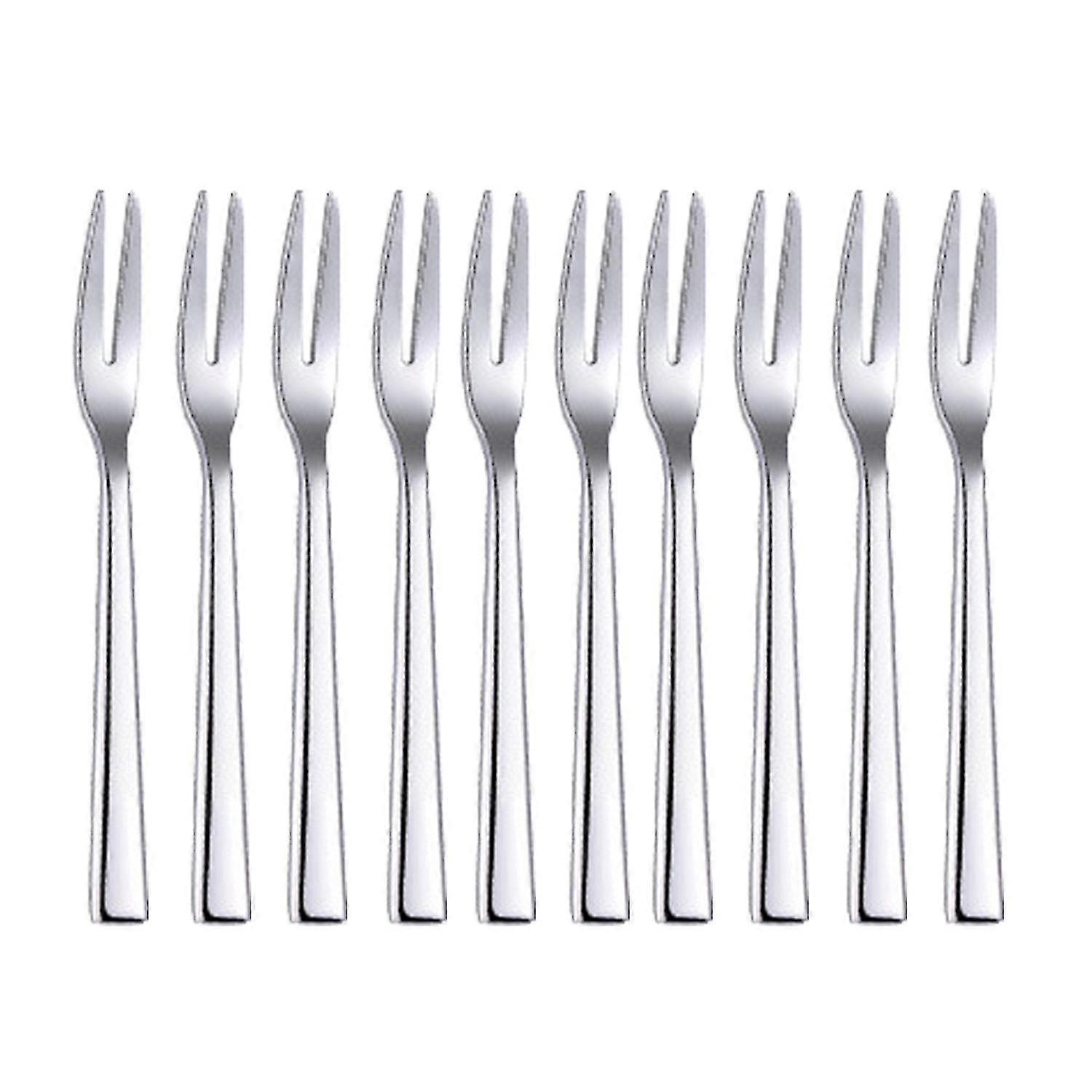 10pcs 304 Stainless Steel Dessert Fork Appetizer Cake Fruit Forks Set