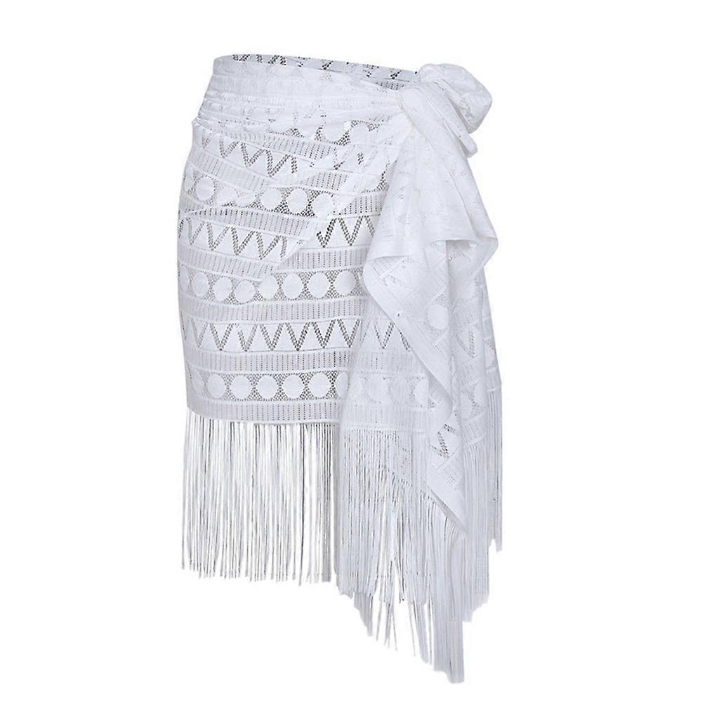 Femmes Plage-Sarong Maillot De Bain Cover-Ups Pompon Côté Cravate Taille Fendre Jupe Portefeuille