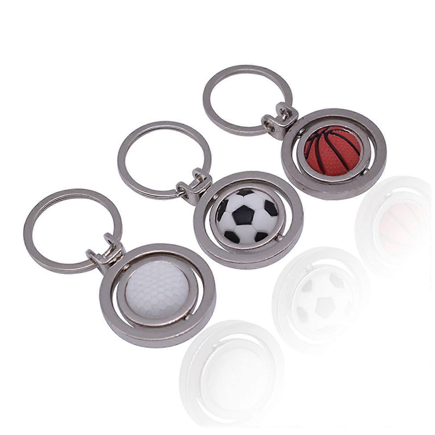 set of 3, silver ball keychains