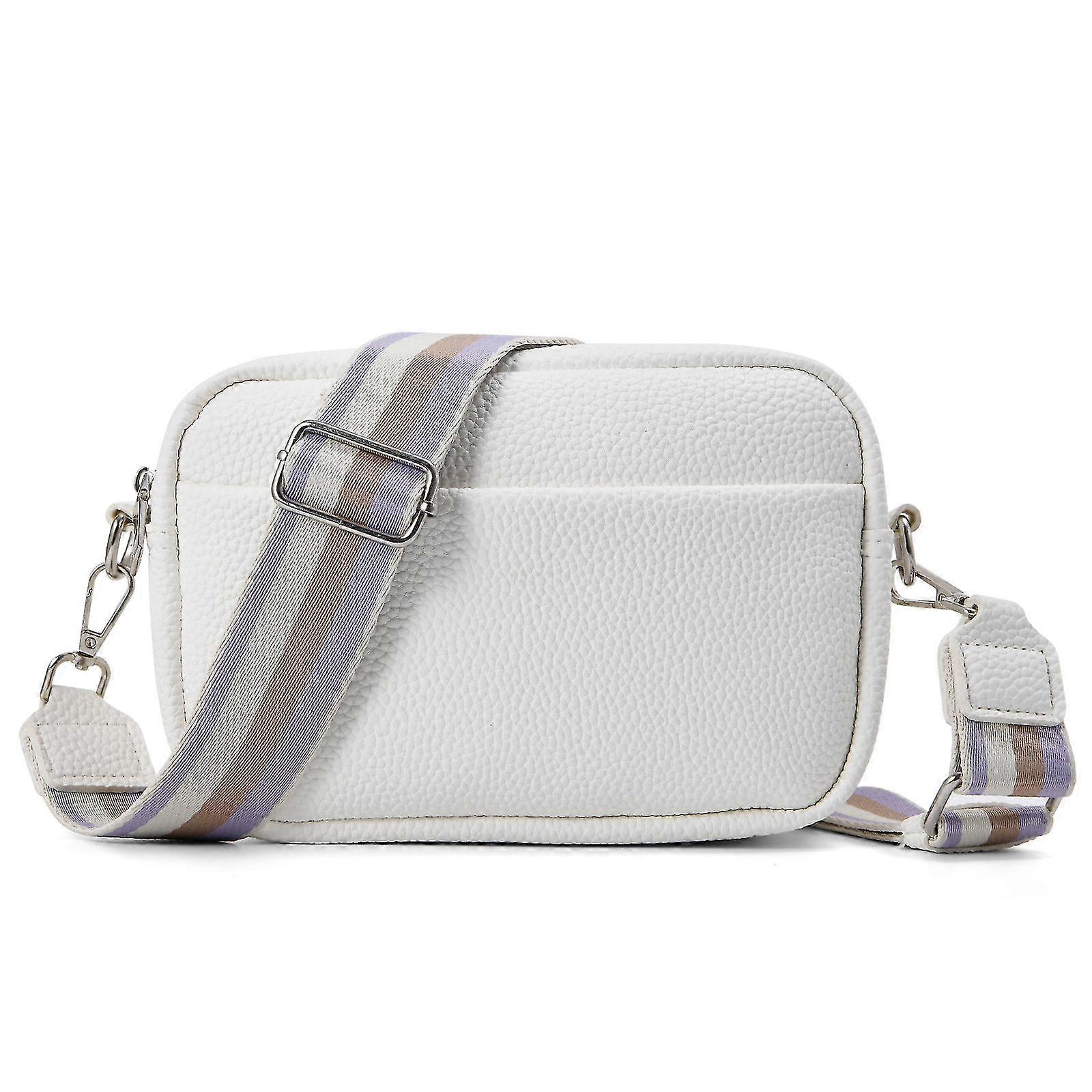 Leather Mini Bag Camera Bag With Patterned Shoulder Strap