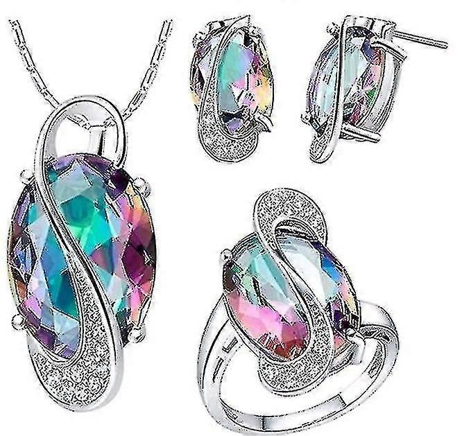 Pendientes de lujo collar anillo conjunto