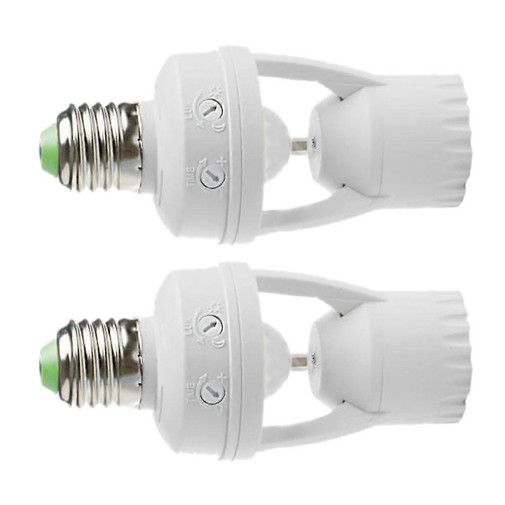 2 Piece Smart Automatic LED Light Bulb Socket Lamp Holders with PIR Infrared Motion Sensor ,E27 Screw Base Adapter