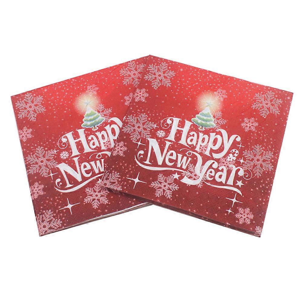 40Pcs Delicate Xmas Themed Napkins Lovely Printed Snowflake Pattern Tissue Napkins Dinner Napkins for Home Party Happy New Year (Red