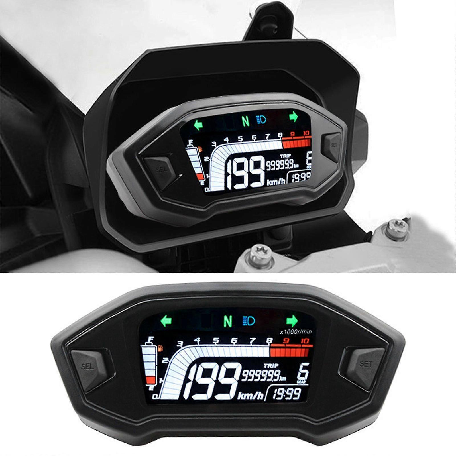 Motorcycle LCD Digital Speedometer Odometer for 1, 2, 4 Cylinder Motorcycles with DC 12V Universal Replaceable Adjustable Meter~31698