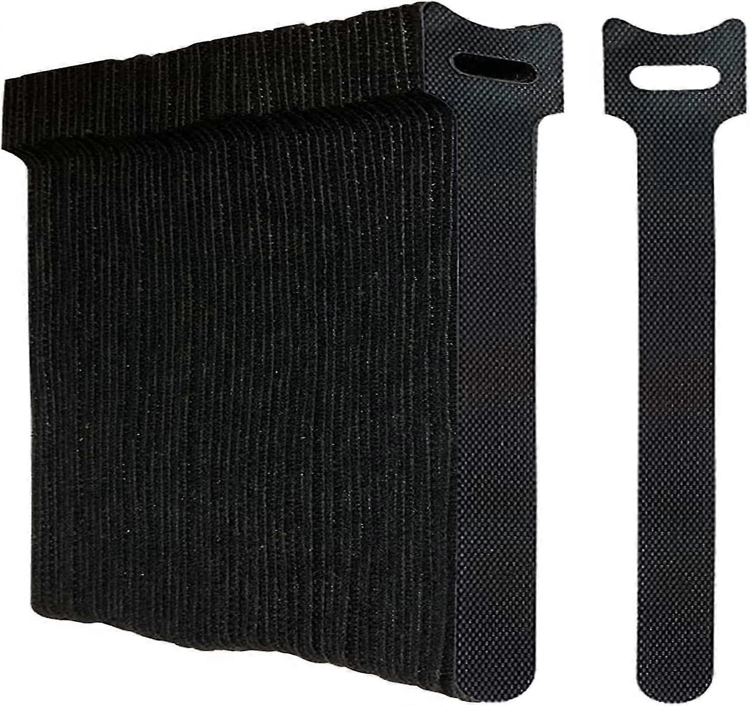 Cable Tie Reusable Black 50 Pack Straps Adjustable Releasable Extension Hook and Loop Tidy Wraps