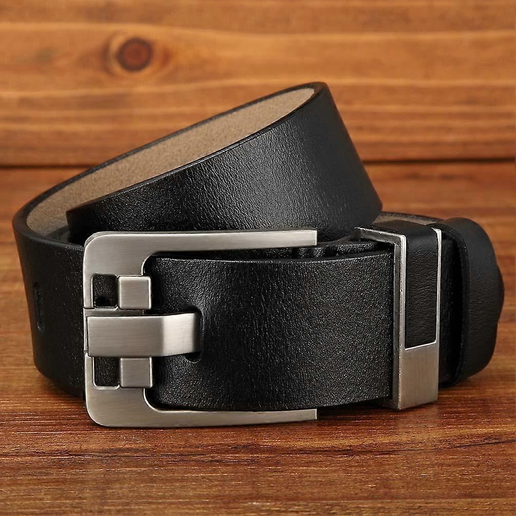 Lindenmann Cintura In Pelle Buffalo Uomo – Pelle Piena Fiore, Fibbia Spazzolata, Accorciabile, Larga 4 Cm, Fino A 170 Cm, Nero