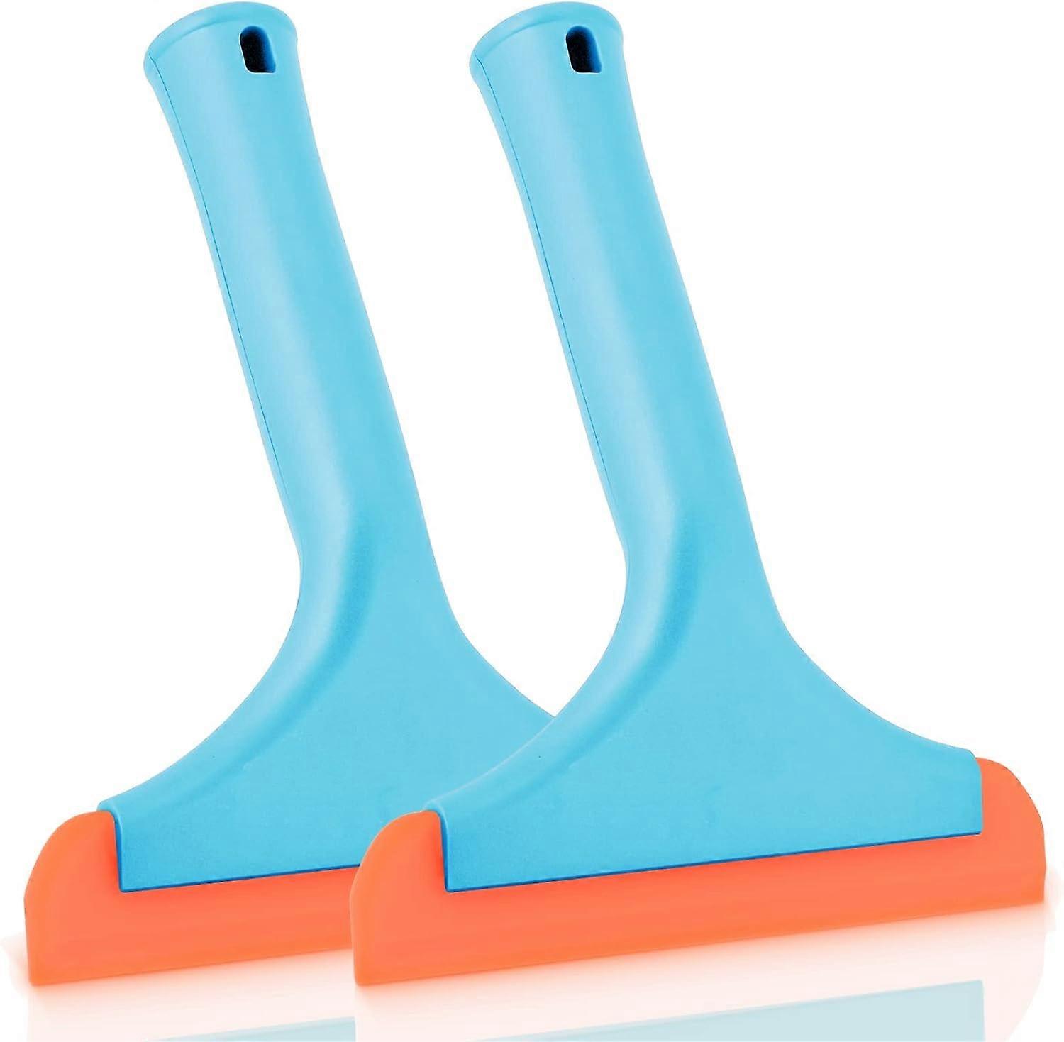 2pcs Silicone Squeegee with Hanging Holes, 6INCH, Multi-Function Window Squeegee for Shower Mirror Door, Window, Glass, Car Windshield,Blue